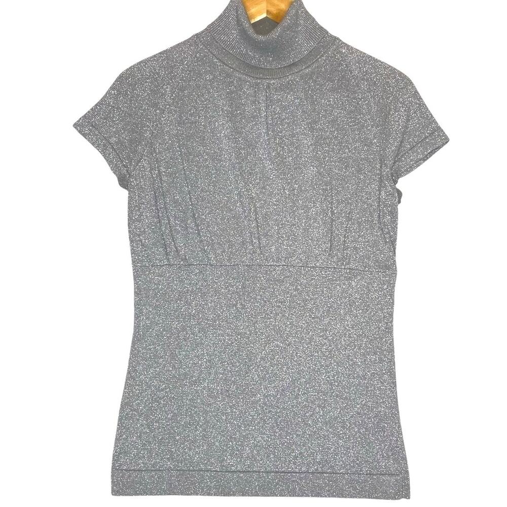 Nine West Silver Sweater Womens S‎ Y2K Glam Casual Holiday Party Evening Office